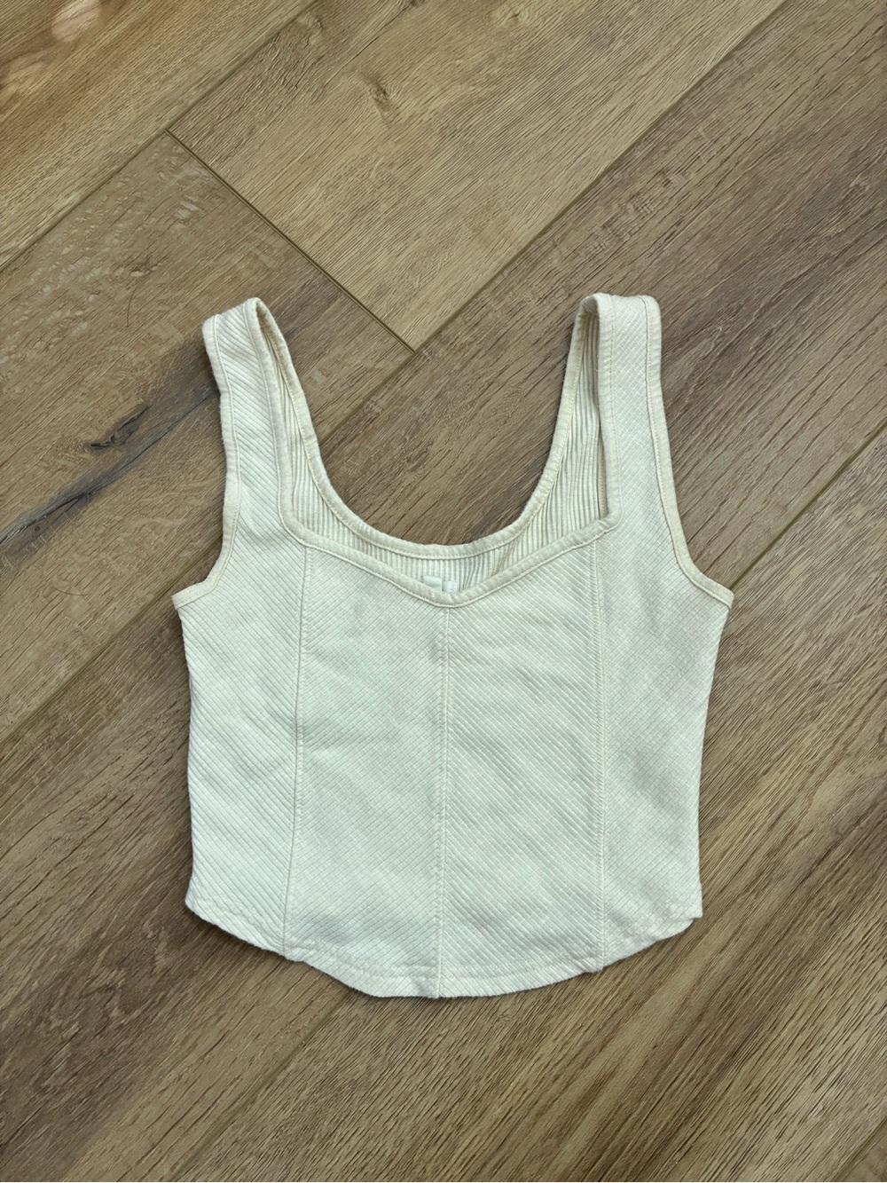 Aerie Ribbed Scoop Neck Tank Top in Cream